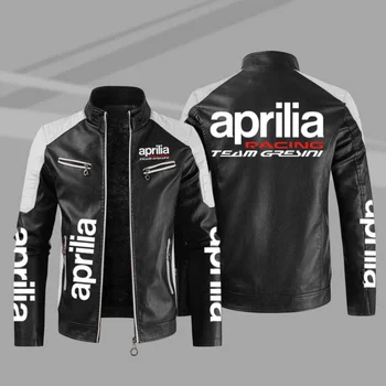2023, новая зимняя мужская куртка с логотипом Aprilia Racing, модная мотоциклетная куртка на молнии, Верхняя одежда, сохраняющая тепло, кожаное мужское пальто