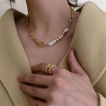 2023 новое ожерелье с круглой пряжкой для женщин, металлическое геометрическое жемчужное ожерелье, аксессуары в подарок