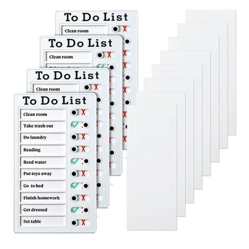 4 шт., доска для заметок со списком дел, Съемная доска для сообщений, Пластиковый Контрольный список для дома, доска для личного расписания с 8 карточками