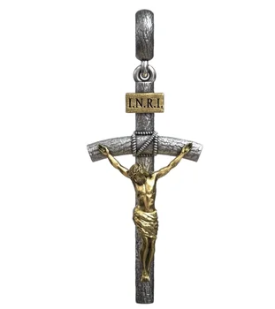 7 г Распятия Иисуса Христа, деревянный католический крест, золотая подвеска, твердое серебро 925 пробы
