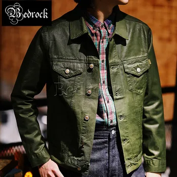 MBBCAR 10 унций саржа ручной работы с искусственным покрытием 557III, промытая джинсовая куртка из необработанного денима, мужская водонепроницаемая куртка Amekaji ретро, тонкая армейская зеленая куртка 3092