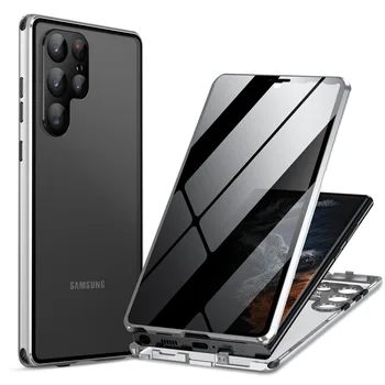 Для Samsung Galaxy S23 S22 Ultra Case, подушка безопасности, четырехугольный светящийся Анти-посторонний, Скрывающий Стеклянный Объектив камеры, Металлический чехол для предотвращения падения