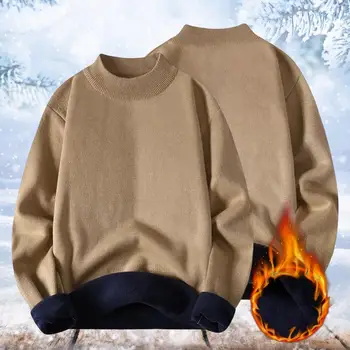 Модный Мужской Повседневный приталенный базовый вязаный свитер с высоким воротом, пуловер с высоким воротом, мужские осенне-зимние топы с двойным воротником