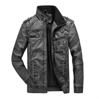 Новая мотоциклетная кожаная куртка в стиле ретро, мужское пальто, Весенне-осенняя куртка из искусственной кожи с карманами, мужская кожаная куртка на молнии, Размер Oversize 7XL
