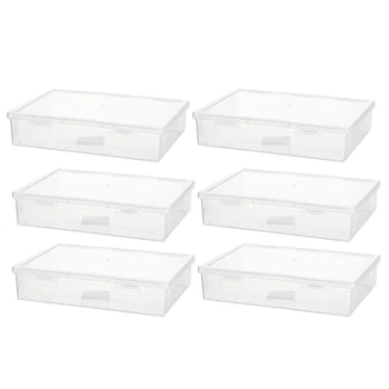 НОВИНКА-6 шт. Пластиковый ящик для хранения с крышкой, универсальный органайзер для рукоделия, Пластиковые контейнеры, прозрачный пенал