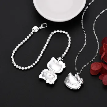 Новое Оригинальное дизайнерское ожерелье из стерлингового серебра 925 пробы с благородным милым котом, браслет для женщин, комплект ювелирных изделий, модные свадебные подарки для вечеринок