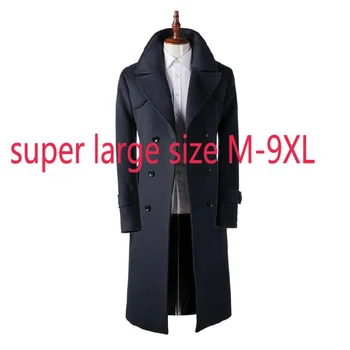 Новое Поступление, Высококачественное Модное Тонкое Шерстяное пальто, Зимнее Повседневное Двубортное Пальто с Отложным воротником, Толстый Плюс Размер M-6XL7XL8XL9XL