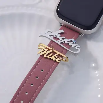Пользовательское название Группа Ремешок Кольцевая петля для Apple Watch Из нержавеющей Стали, Декоративное кольцо с буквами на заказ Для женщин, свадебные украшения