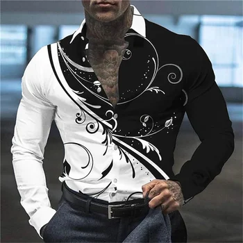 Последние мужские рубашки украшены цветочным принтом и черными цветами, а уличные топы и пуговицы повседневные и модные.