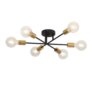 Потолочный светильник Винтажный, с несколькими цоколями E27, черный/белый/золотой для гостиной/Столовой/спальни, светодиодная люстра, освещение