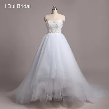 Светло-голубые Свадебные платья, изготовленные на заказ, высококачественный цветной слой Тюля без бретелек, реальное изображение Бального платья